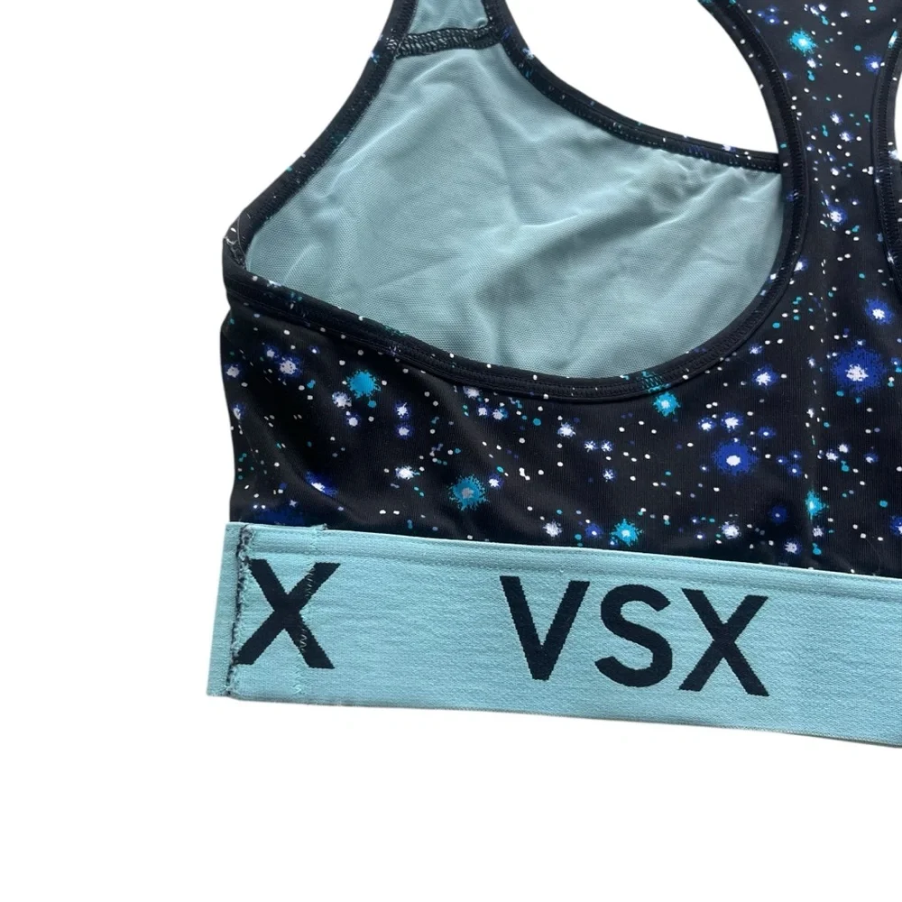 Victorias Secret VSX SPORT Womens M Blue Black Galaxy Pattern Athletic Sport Bra